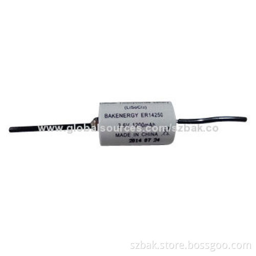 ER14250 Lithium Thionyl Chloride Battery, 3.6V 1,200mAh, Sized 14.5*25.5mm